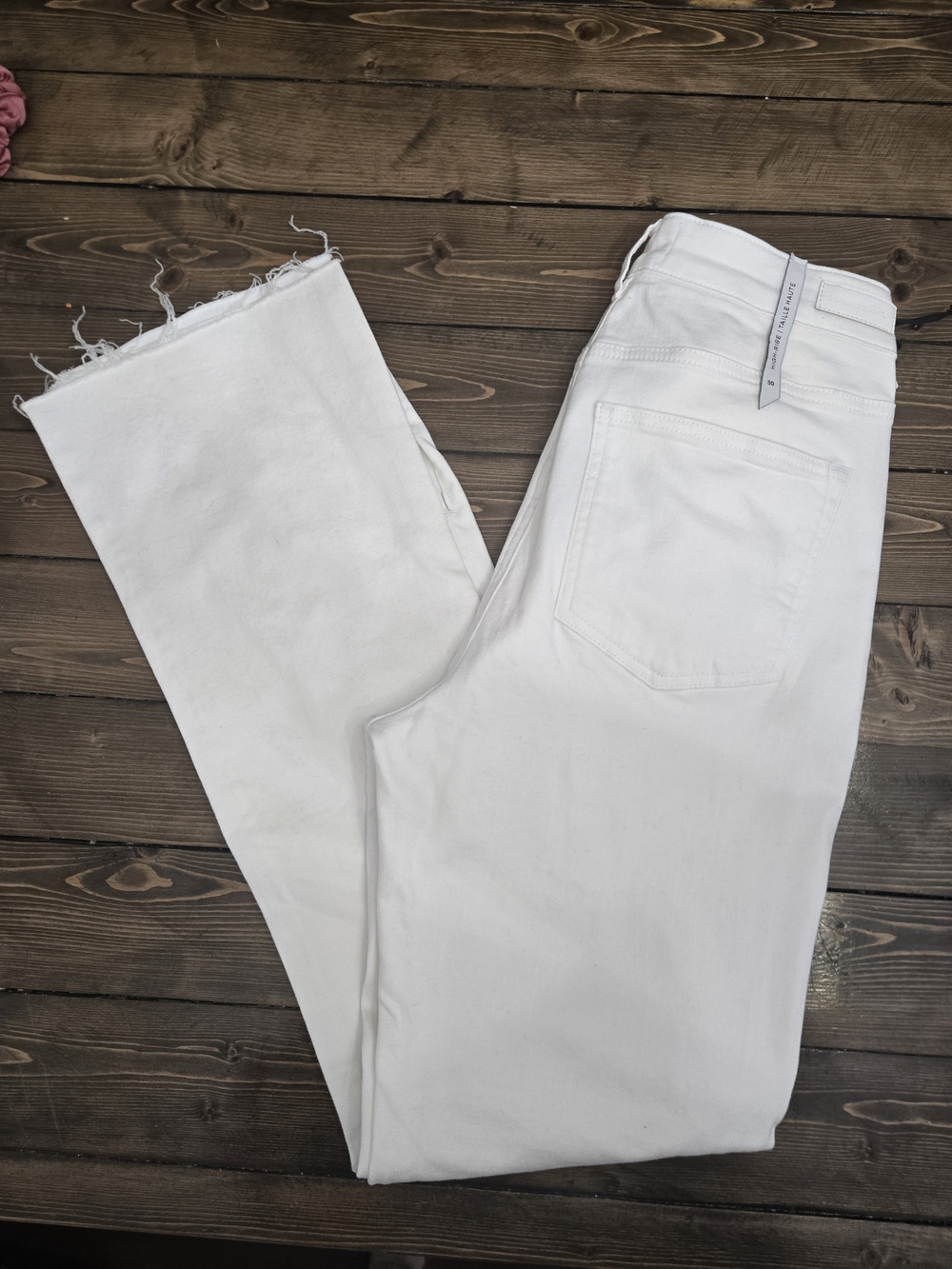 Women’s White Lola Jeans High Waisted Boot Cut Jeans - Split Frayed Hem Size 30